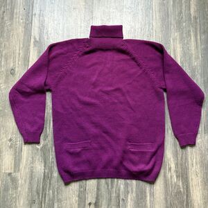 CSL Vintage Purple Turtleneck Sweater Chunky Knit‎ Pullover One Size Fits All